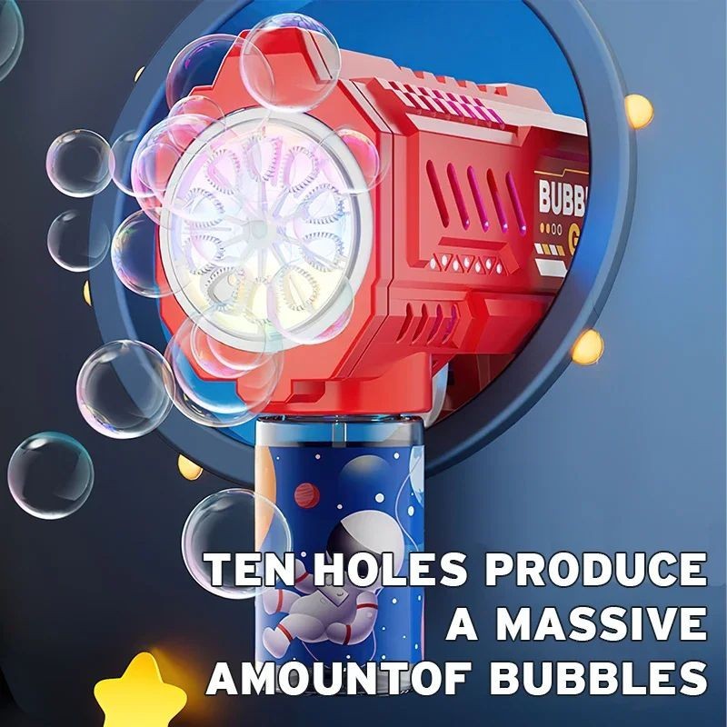 Automatic Bubble Gun Toy Rocket Blower with Bubble Liquid for Kids