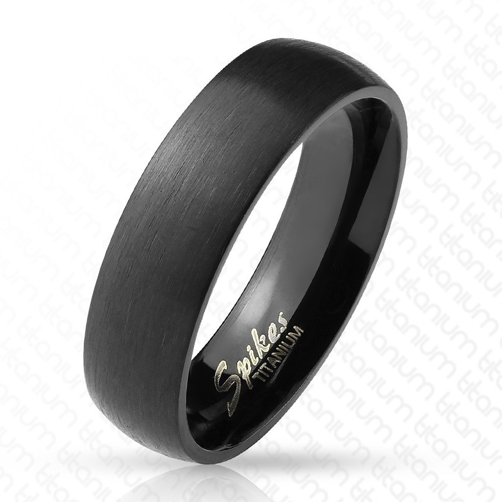 6mm Titanium Black Brushed Domed Plain Wedding Band Ring Size 6-13