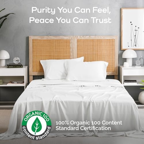 100% Viscose from Bamboo Sheets Size, Super Soft Bedding Set, 4PC Full White