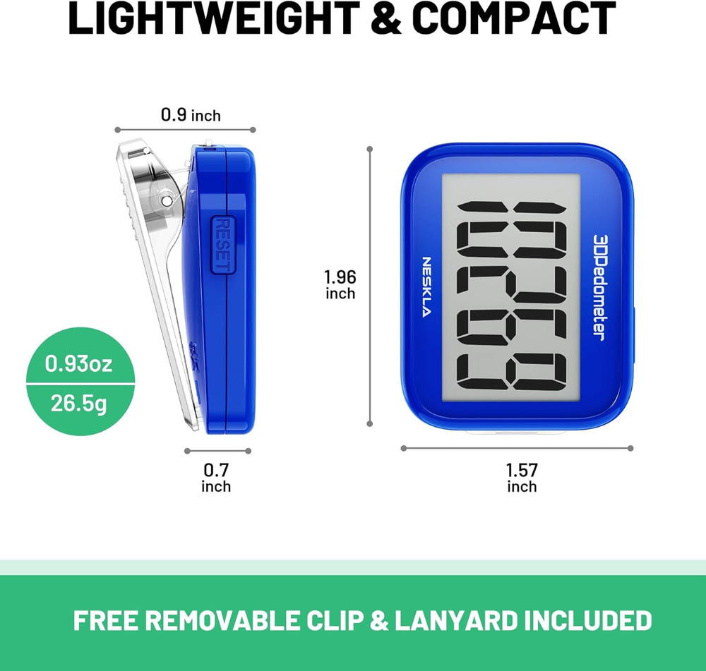 3D Pedometer for Walking, Simple Step Counter with Large Digital Display, Step T