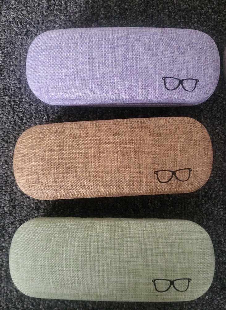 3 Pack- CHZZMS Hard Shell Eyeglasses Case Protector Linen Fabrics Glasses