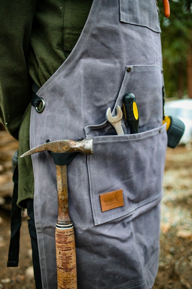 WHITEDUCK Heavy Duty Waxed Thick Canvas Apron 24oz Multi-Functional Work Apron