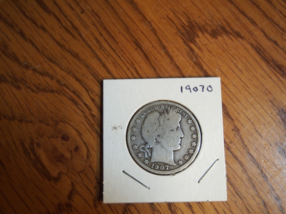 `1907 0 Barber Half, good condition, 90 % silver