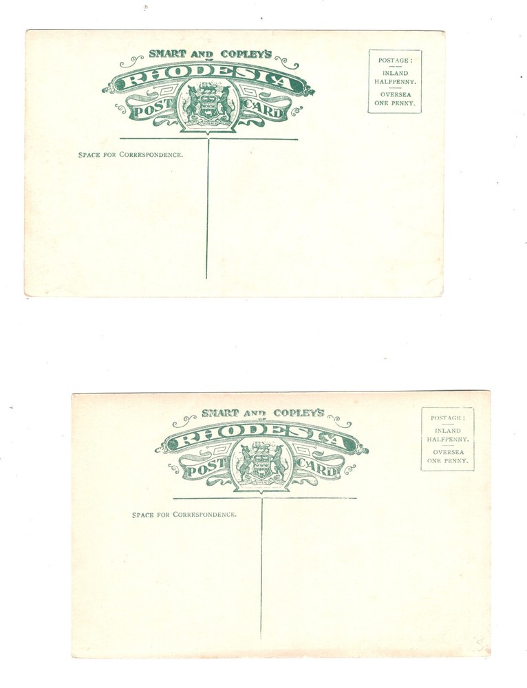 Rhodesia 2 post cards unused
