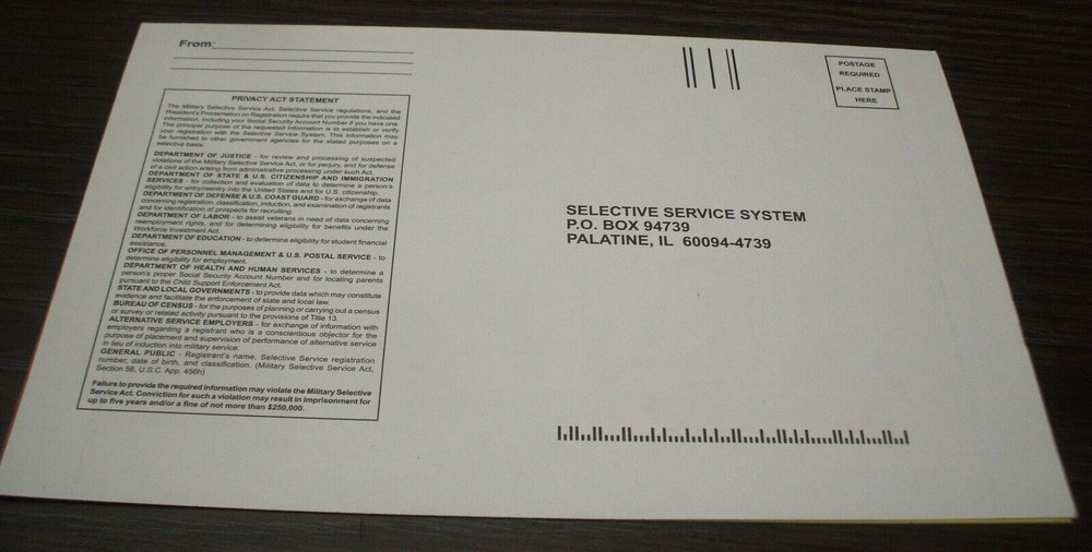 2011 SELECTIVE SERVICE REGISTER Military Brochure Mailer