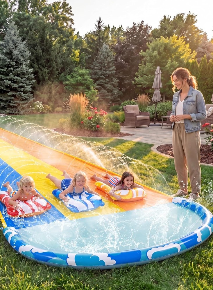 Triple Slide with Middle Sprinklers