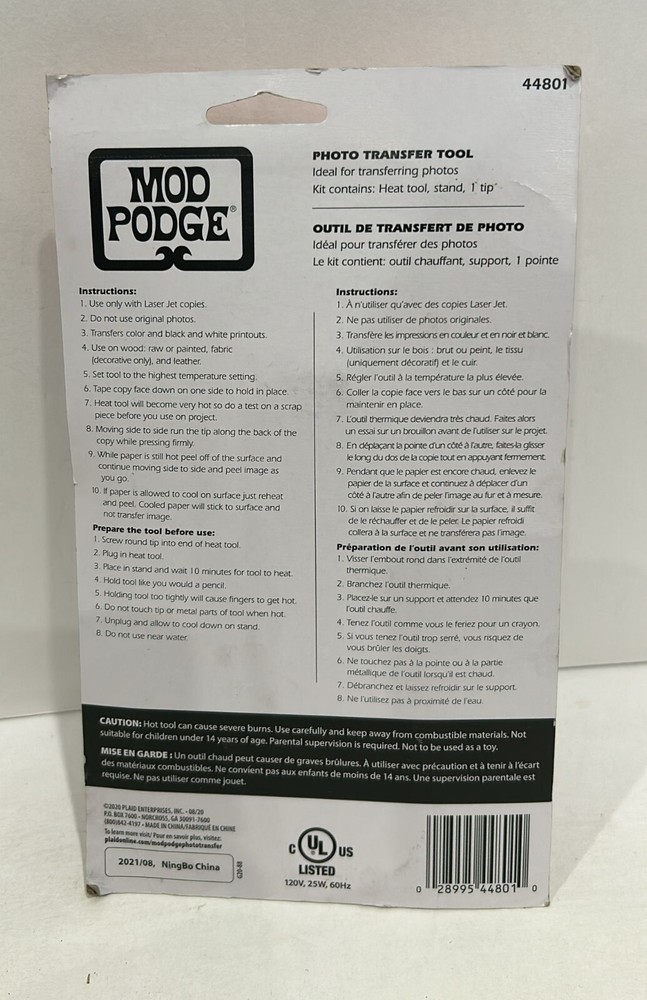 Plaid Mod Podge 3pc Photo Transfer Tool: Tool, Stand & 1 Tip! (A3)