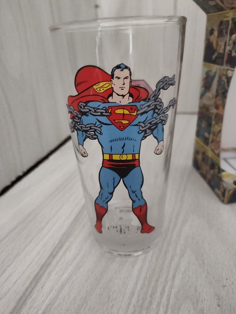 Superman Classic Half Moon Bay Warner Bros DC Comic W/Box Drinking Glass