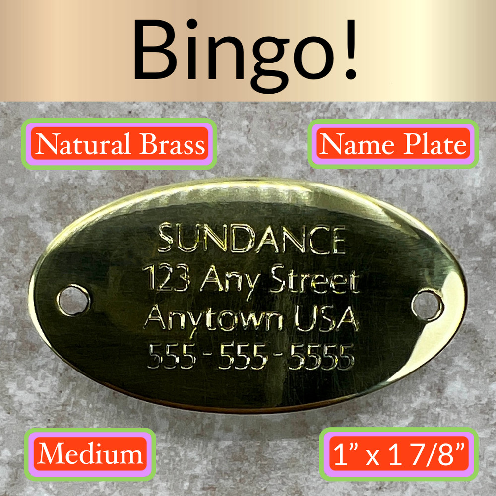 Custom Engraved Tags Personalized NAME PLATE Tags NAME PLATE NATURAL BRASS OVAL