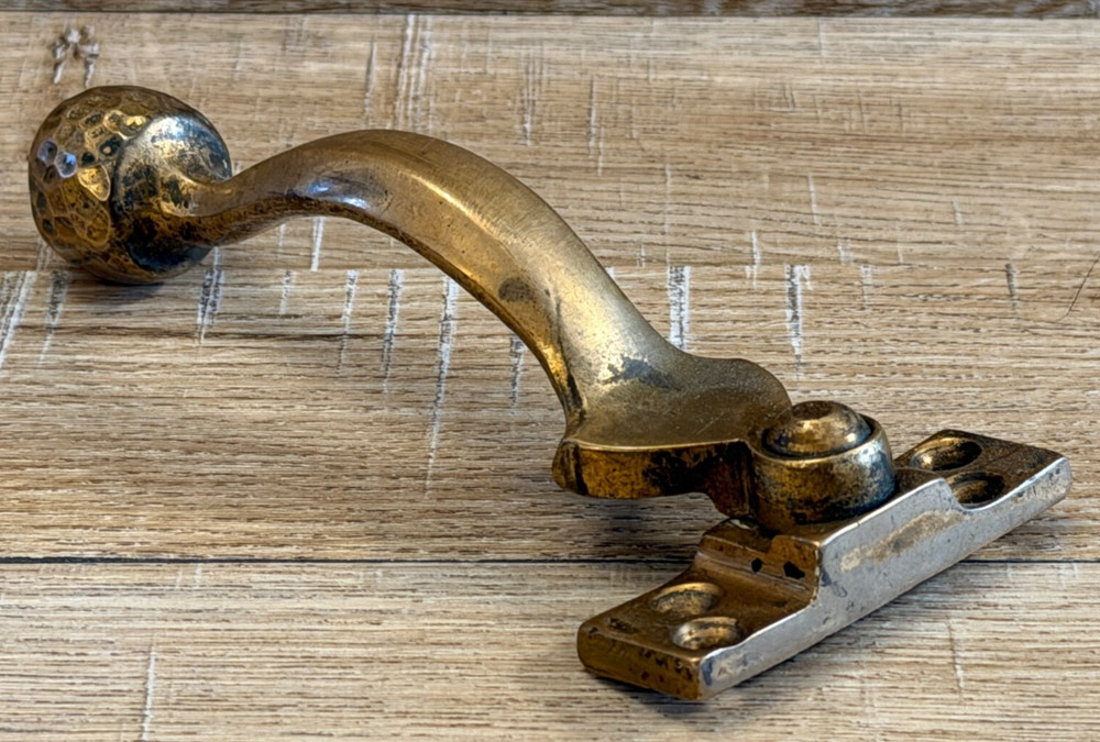 ANTIQUE SOLID BRASS CASEMENT WINDOW HANDLE RECLAIMED