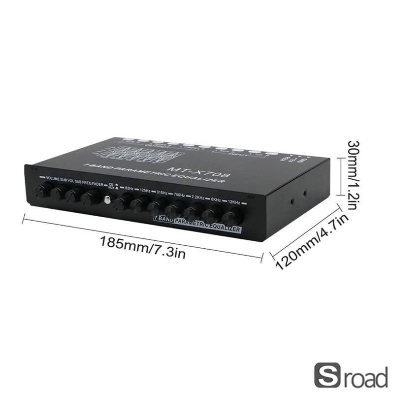 7 Band In-Dash Car Equalizer With Subwoofer Control High Level Input Audio EQ