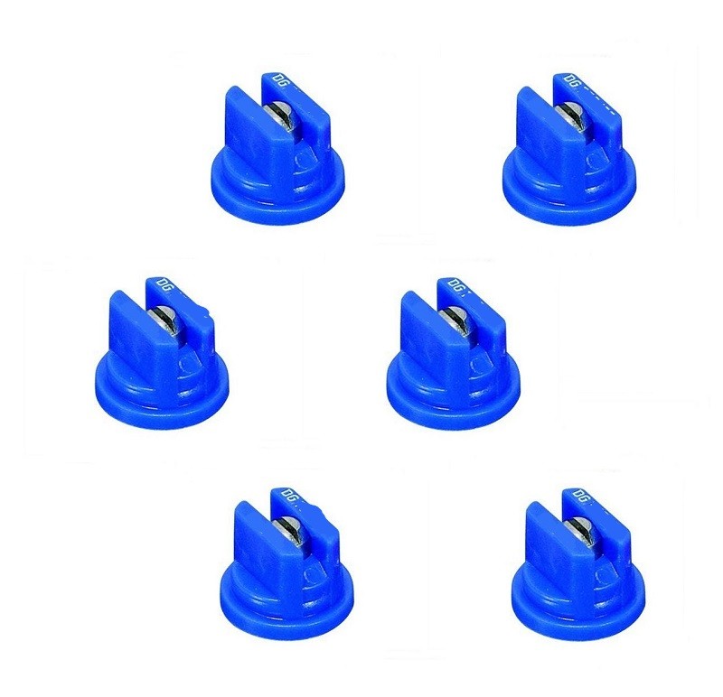 Pack of 6 - TeeJet Drift Guard Flat Spray Tips Blue 80° Polymer w/ SS Insert
