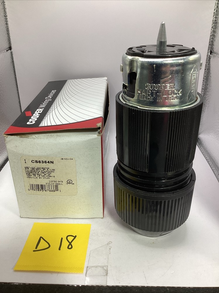Cooper CS6364N 50 Amp  125 Volt/250 Volt  Connector Hart-Lock