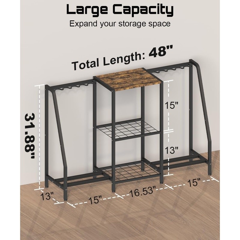3-in-1 Rifle Rack Gun Stand Adjustable Storage Shelf Durable Vertical Organizer