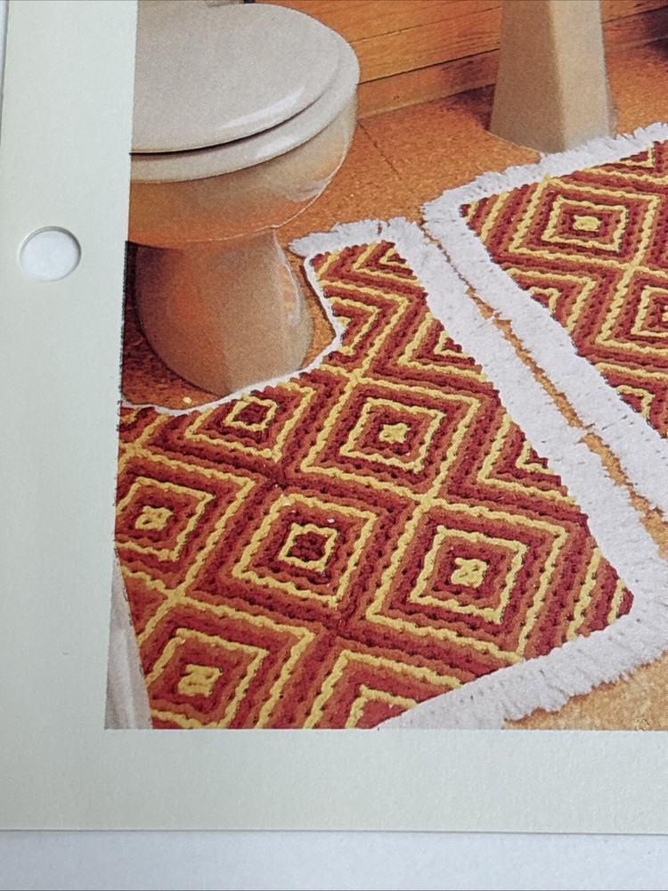 Diamond Patterned Bath Mats Crochet Pattern Card Marshall Cavendish