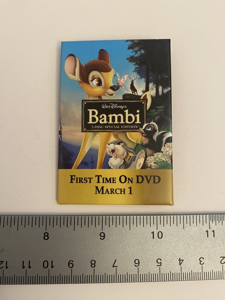 Bambi First Time On DVD Promo Pin Back Button P20