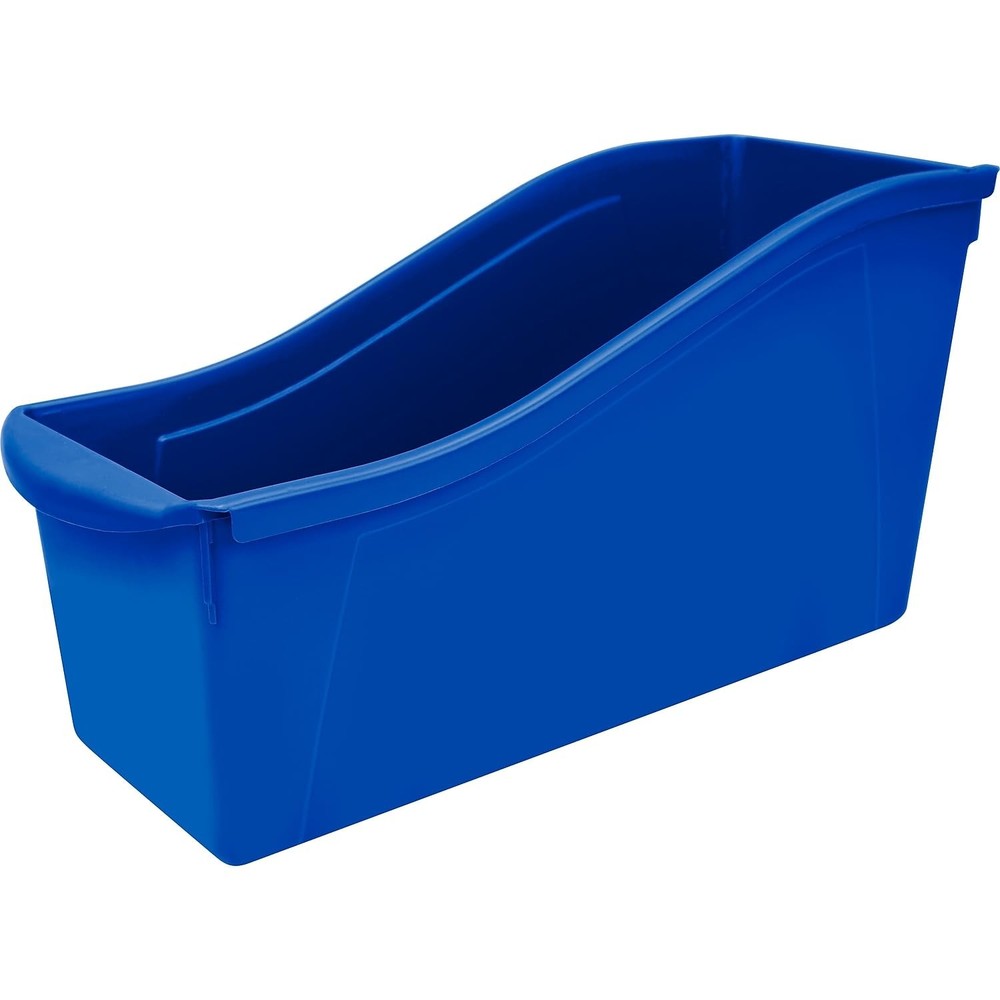 Storex Large Blue Book Bin 6 Pack Interlocking Handles for Easy Organization