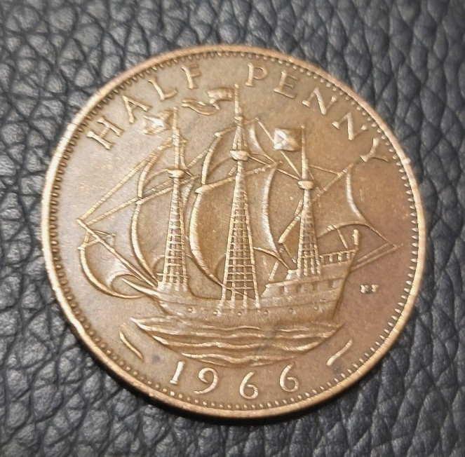 1966 Great Britain Half Penny Coin