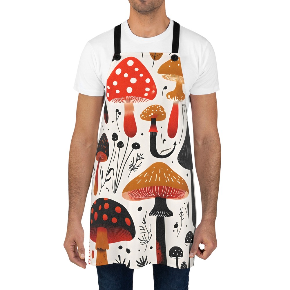 Whimsical Mushroom Pattern Apron | Fall Fungi Kitchen Apron