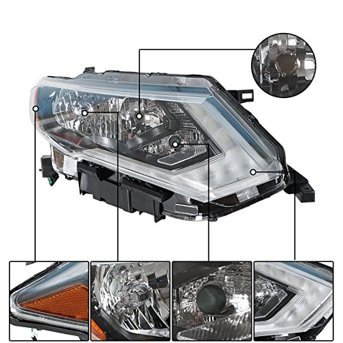 LH & RH Headlight Halogen Left and Right Side Headlamp Assembly Replacement