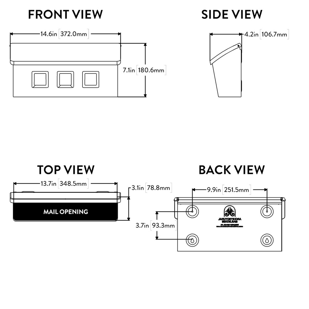 Wayland™ Vertical WallMounted Mailbox for Outside, RustResistant Galvanized S...