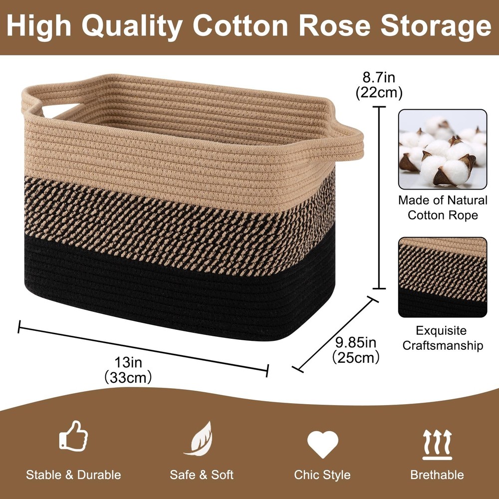 OIASKET Storage Basket for Organizing, Woven Baskets for Storage, Rectangle Deco