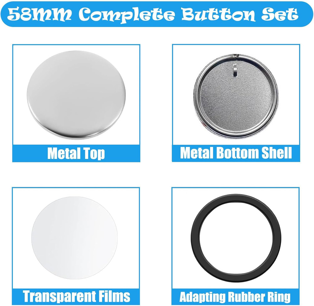Button Maker Keychains Supplies 200 PCS 58Mm/2.25" Pin Making Kit for Button