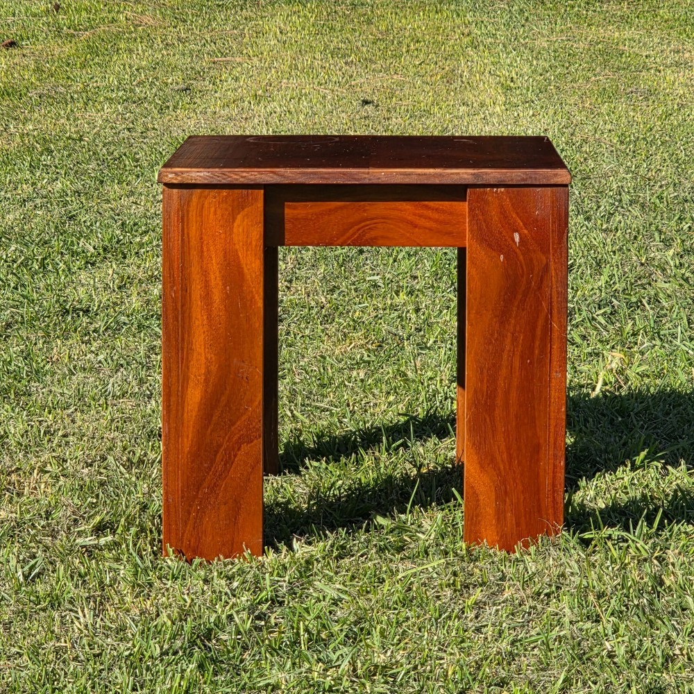Vintage Solid Mahogany Cube Side Table/Stool -Minimalist Modern Design 16" x 16"