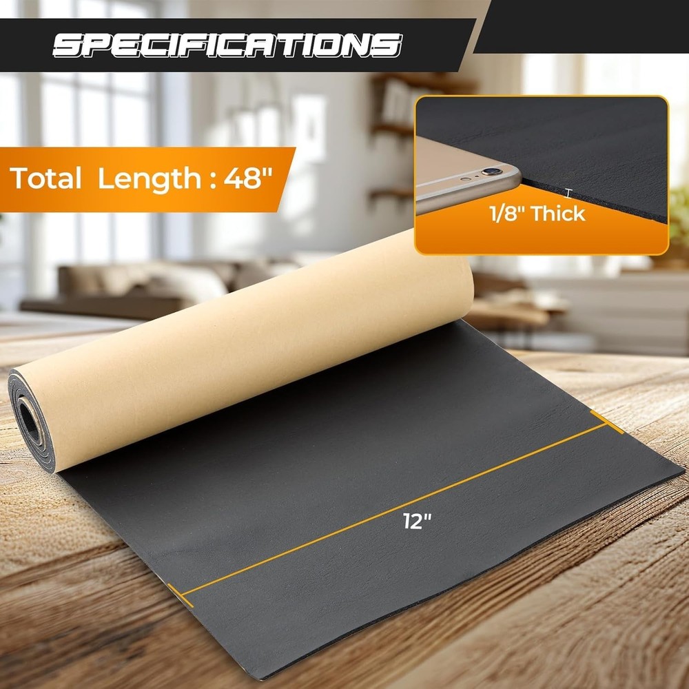 Multi-Purpose Adhesive Foam Sheet 1/8" Thick x 48" Long for Insulation & Sealing