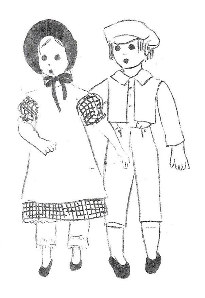 Ella Pattern Meredith and Jeremy 8 1/2 inch Cloth Dolls COPY