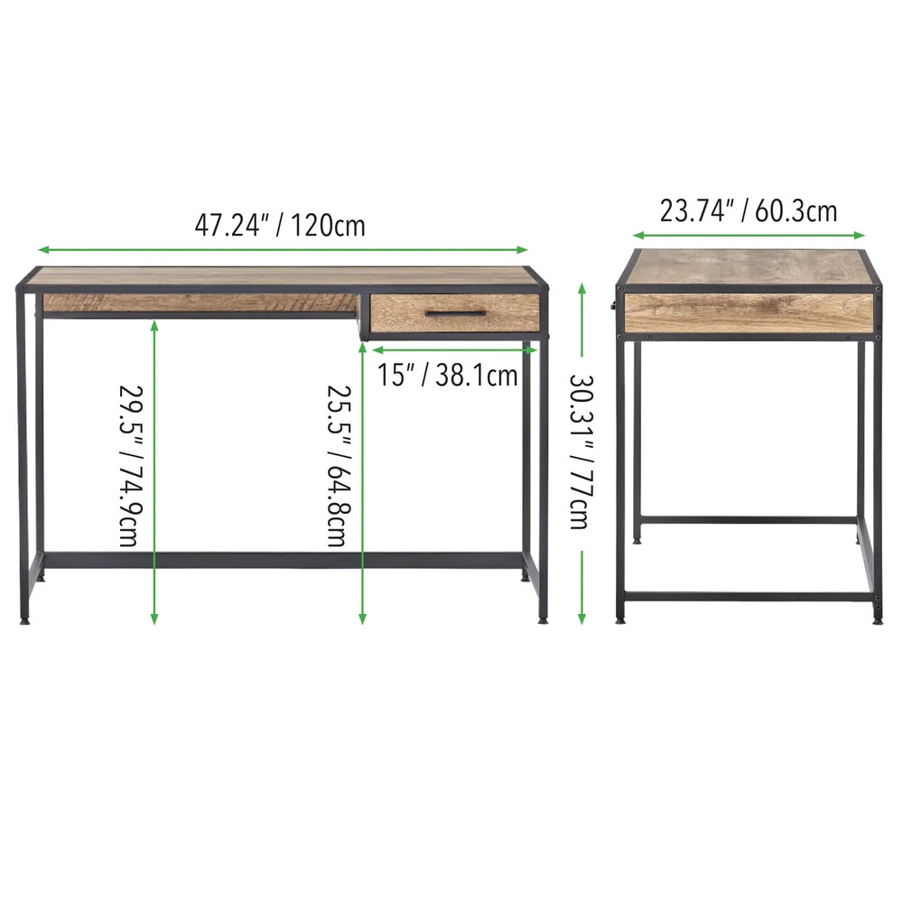 mDesign METAL + WOOD DESK WITH PULL-OUT DRAWER