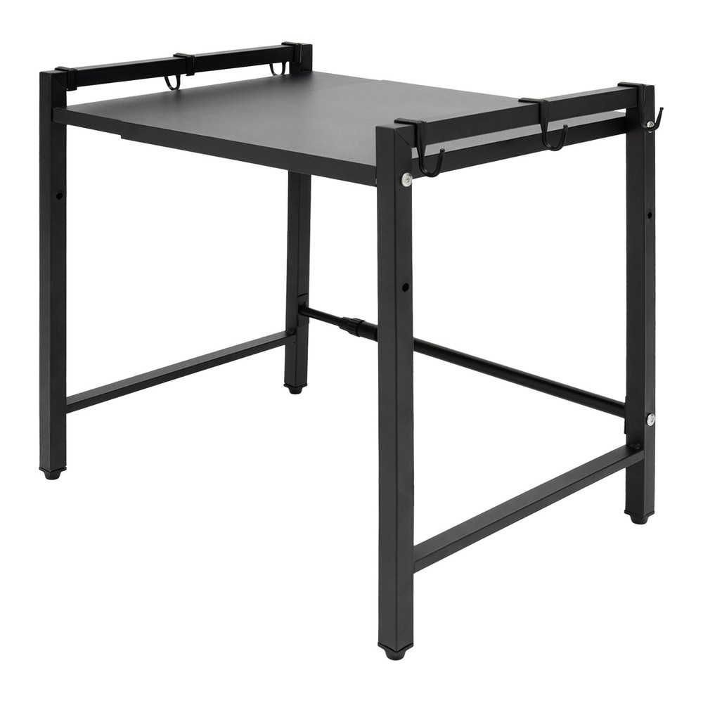 Adjustable Microwave Stand Black Oven Shelf Kitchen Countertop Organizer W/ Hook
