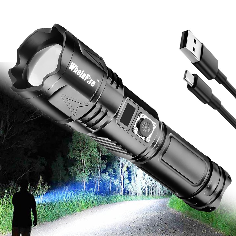 1000000 Lumens LED High Powerful Flashlight Super Bright USB Rechargeable Torch