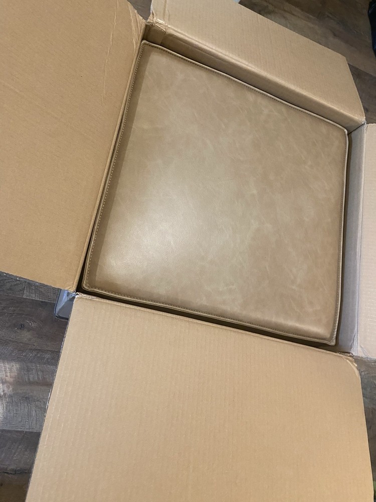 Knox Accent Cube - Brown Fabric With Flange Edge