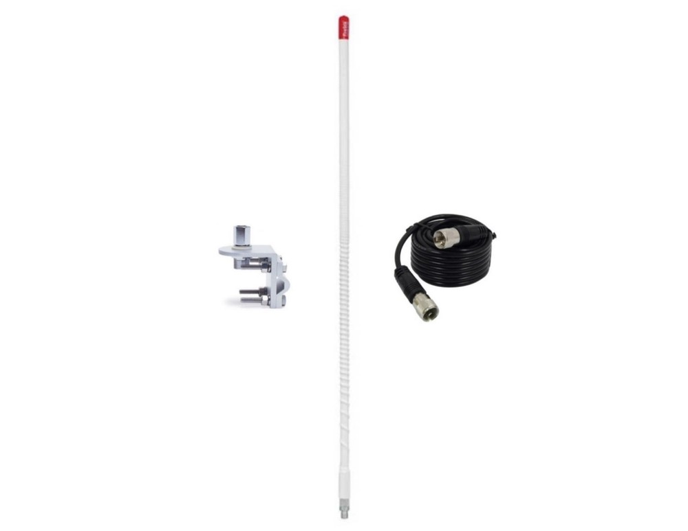 NEW FIRESTIK  KW3 B 3FT WHITE CB ANTENNA, 9FT COAX, BRACKET & STUD