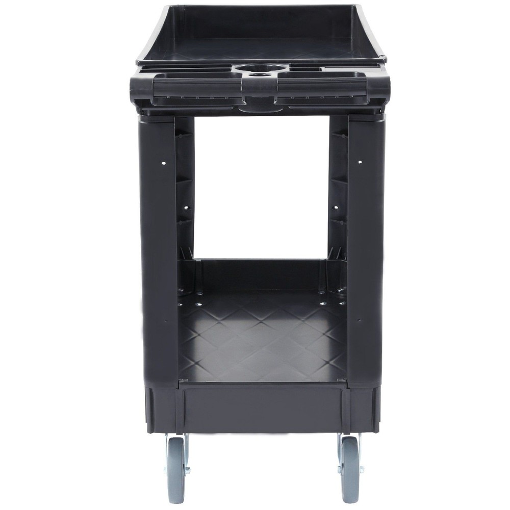 Efficient 2-Tier Utility Trolley 550lb with Multi-Use Handle and Side Cutouts
