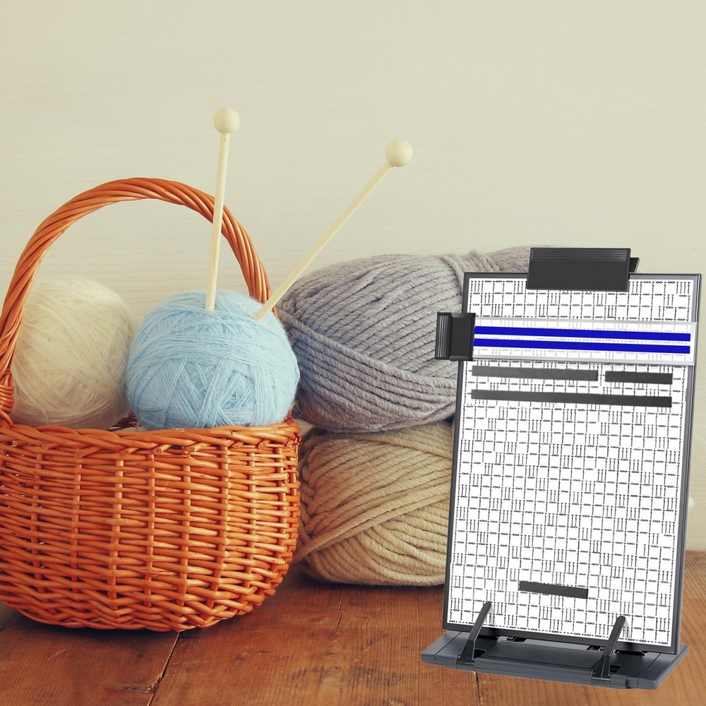 Knitting Pattern Holder with 4 Replacement Black Magnets, Knitting Chart Keep...