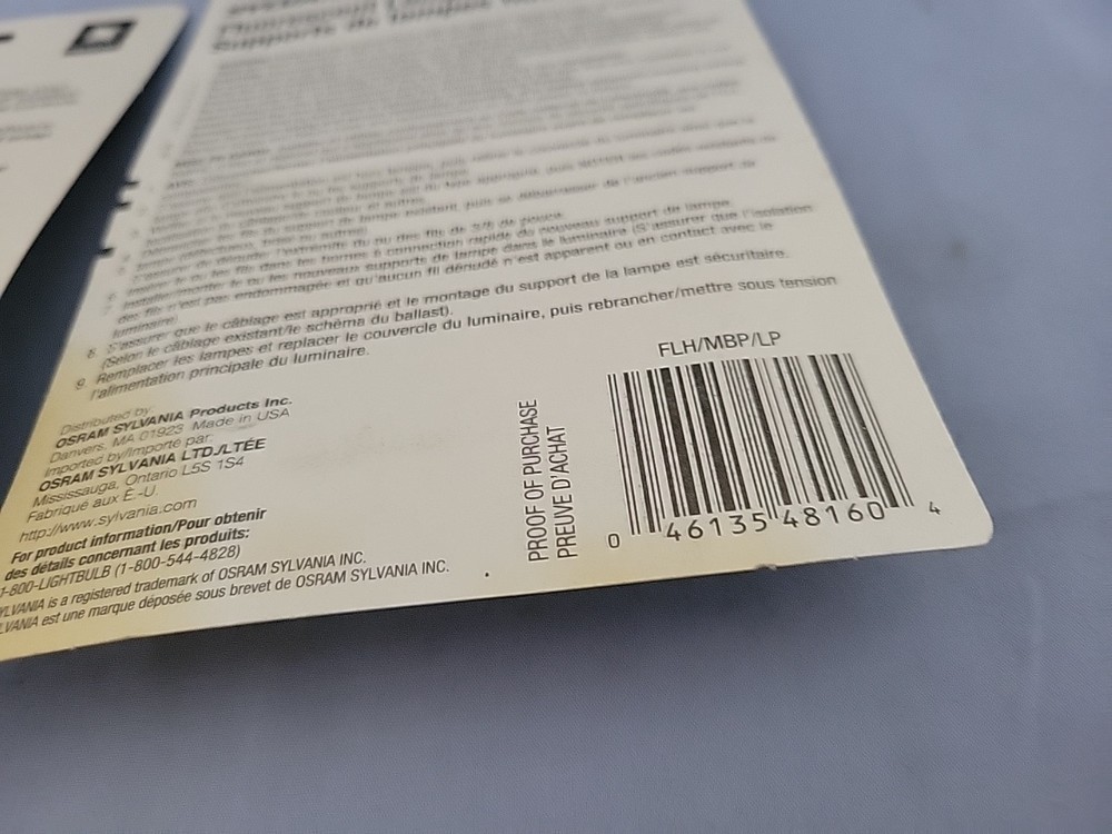 Medium Bi-Pin Fluorescent Lamp Holders - Model 4000-SIC & Another Package