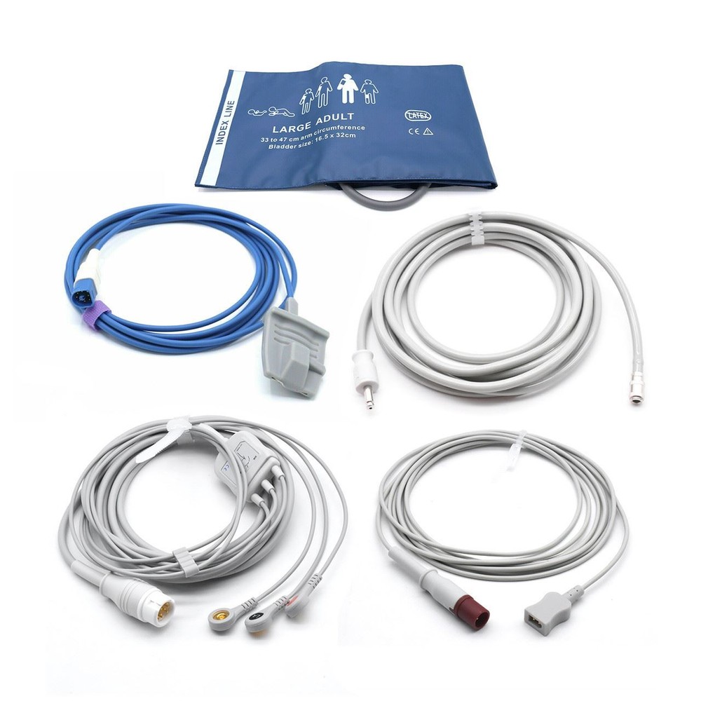 Philips Accessories Kit Bundle - Cuff, Hose, SpO2, ECG, Temperature
