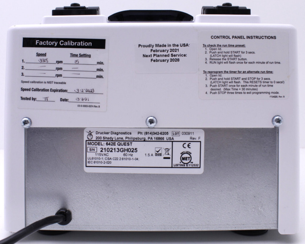 Drucker 642E Horizon Centrifuge Quest Diagnostics /w Tubes - Tested