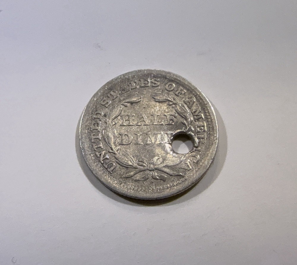1856 Seated Liberty Half Dime AU *holed*