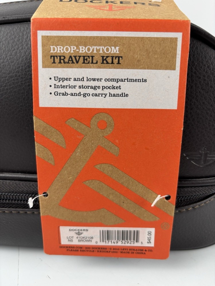 NWT Dockers Drop Bottom Travel Kit Upper & Lower Compartments Grab & Go Handle