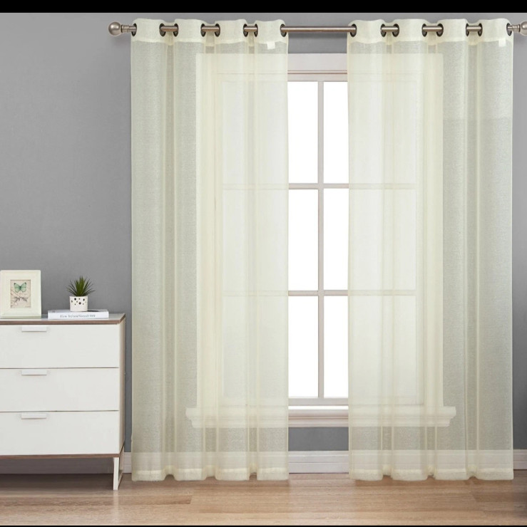 2PC GROMMET SOLID VOILE SHEER PANEL WINDOW CURTAIN TREATMENT DRAPE NEW DECOR