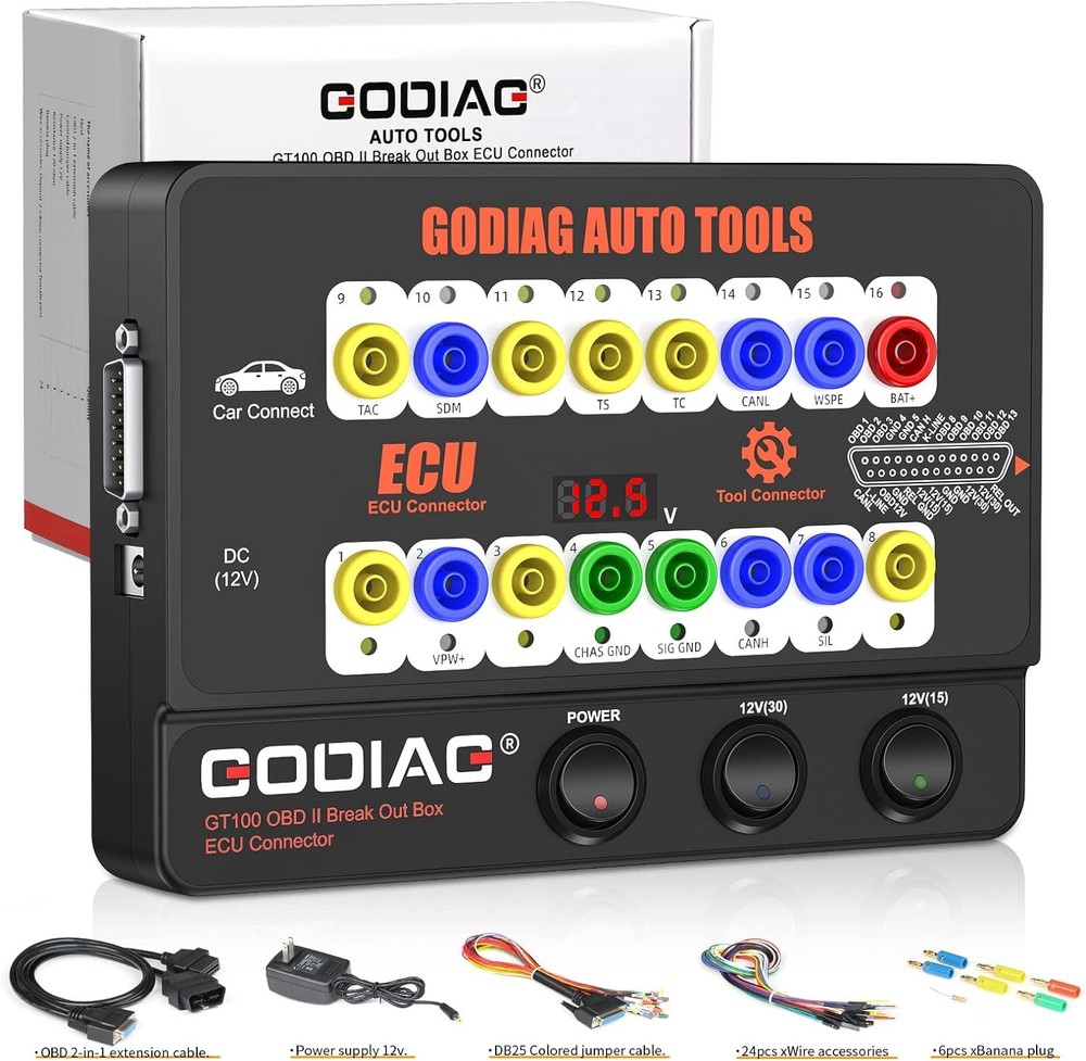GODIAG GT100 Auto Tool OBDII Protocol Detector OBD2 Breakout Box E-C-U Connector