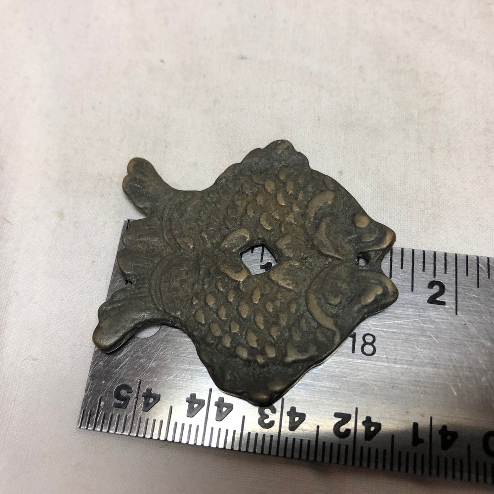 Vintage Brass Fish Charm Ornate Design