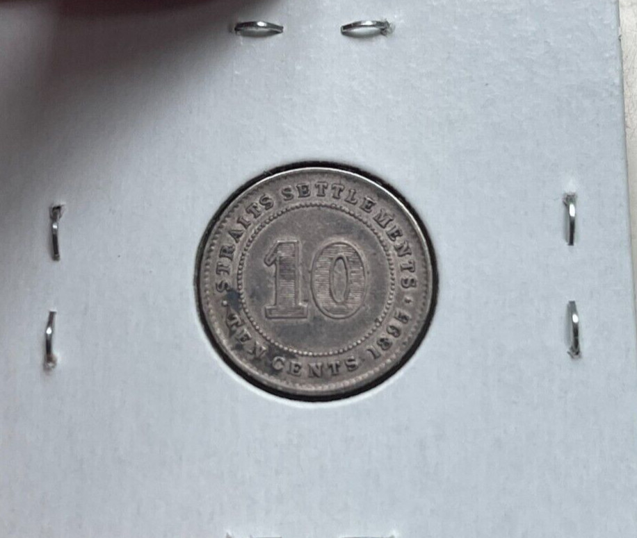 1895 Straits Settlements 10 Cents bg