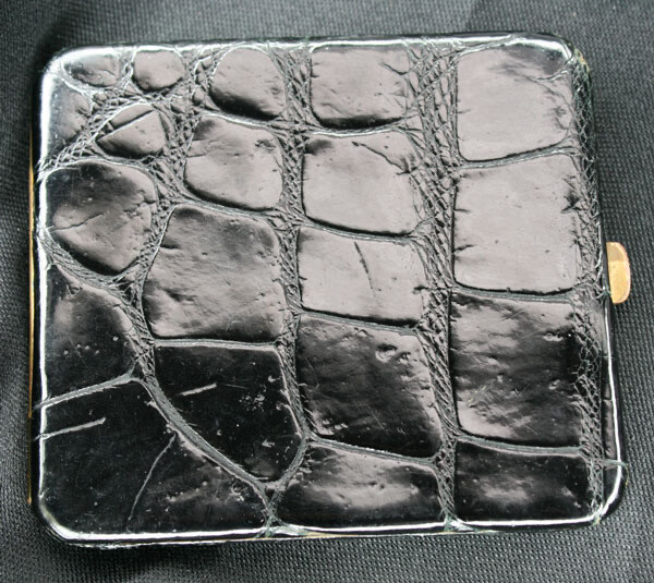 Vintage Black Alligator Cigarette Case 1940s