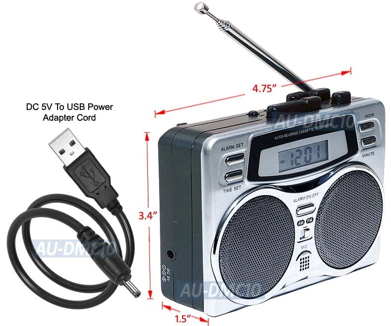 Multi-Functions AM FM  Retro Cassette Player Recorder With Digital Clock Timer