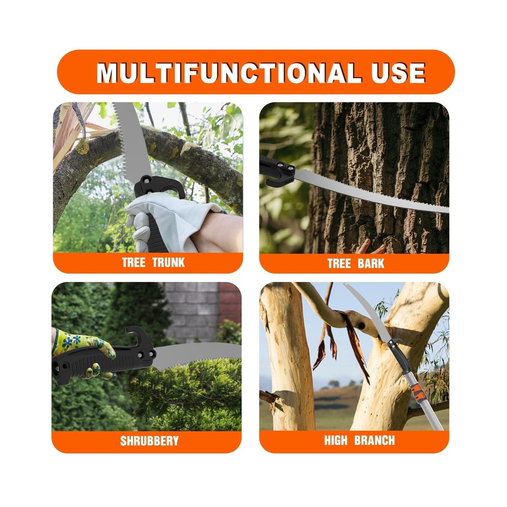 36FT Reach Pole Saw for Tree Trimming, Telescoping Tree Pruner Extendable wit...