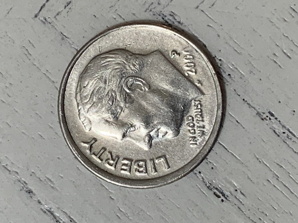 2000 P Roosevelt Dime Rim Error